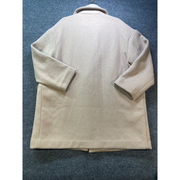 ABERCROMBIE and FITCH Coat Womens Medium Petite Lined Tan Button Mid-Length - Picture 2 of 13